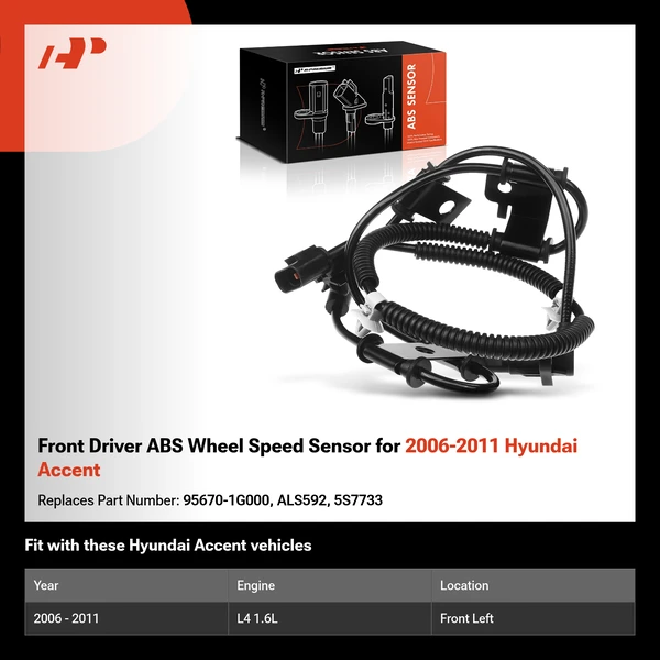 Front Driver ABS Wheel Speed Sensor for 2006-2011 Hyundai Accent