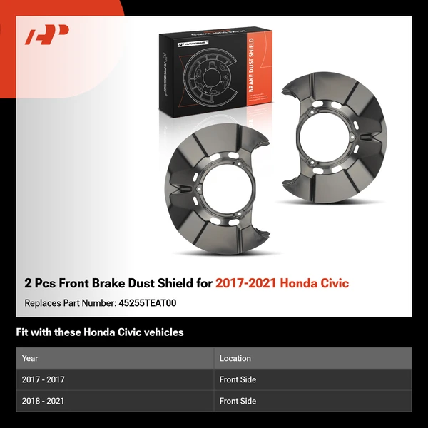 2 Pcs Front Brake Dust Shield for 2017-2021 Honda Civic