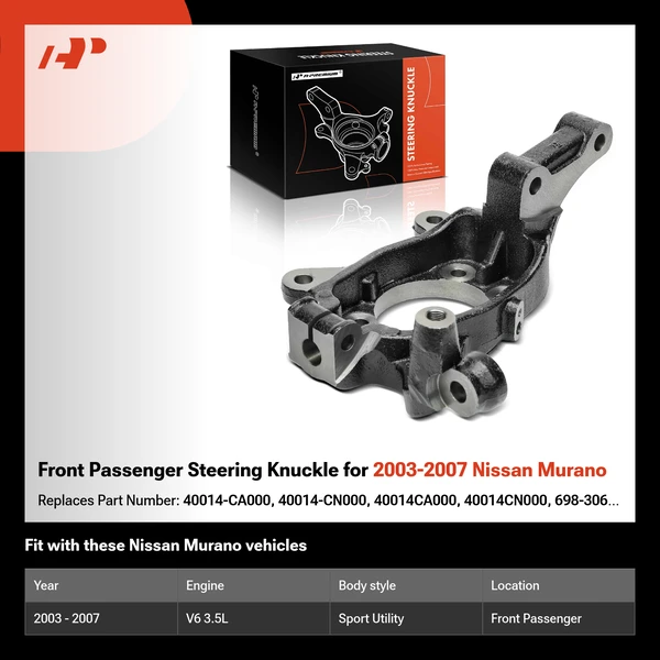Front Passenger Steering Knuckle for 2003-2007 Nissan Murano