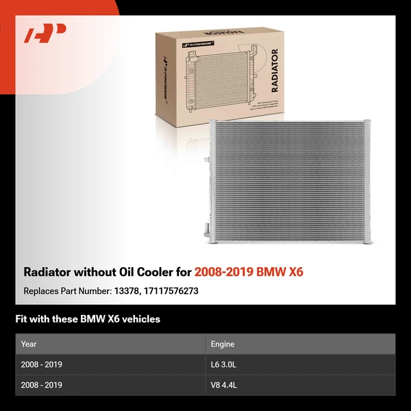 Radiator without Oil Cooler for 2008-2019 BMW X6