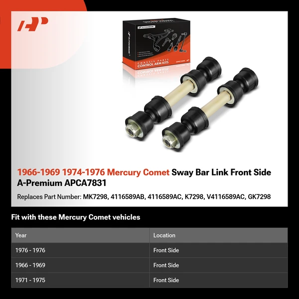 1966-1969 1974-1976 Mercury Comet Sway Bar Link Front Side A-Premium APCA7831