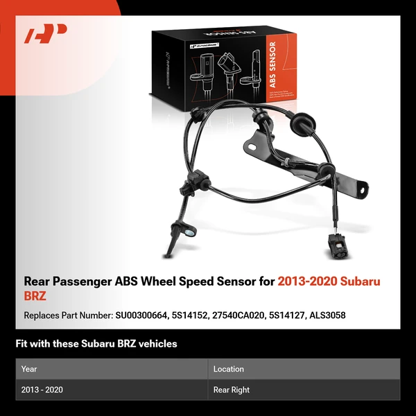 Rear Passenger ABS Wheel Speed Sensor for 2013-2020 Subaru BRZ