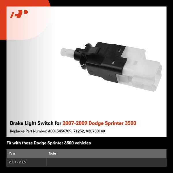 Brake Light Switch for 2007-2009 Dodge Sprinter 3500