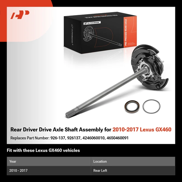 Rear Driver Drive Axle Shaft Assembly for 2010-2017 Lexus GX460