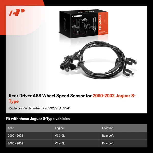 Rear Driver ABS Wheel Speed Sensor for 2000-2002 Jaguar S-Type