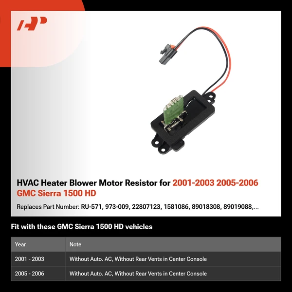 HVAC Heater Blower Motor Resistor for 2001-2003 2005-2006 GMC Sierra 1500 HD