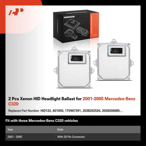 2 Pcs Xenon HID Headlight Ballast for 2001-2005 Mercedes-Benz C320