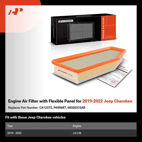 Engine Air Filter with Flexible Panel for 2019-2022 Jeep Cherokee
