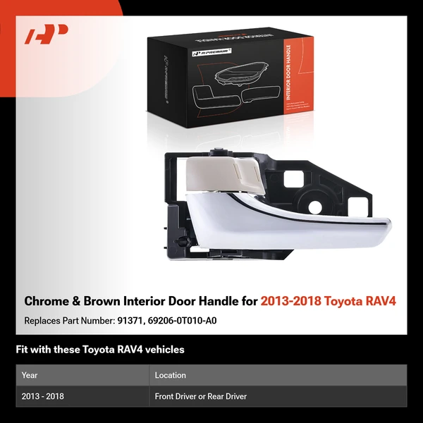 Chrome & Brown Interior Door Handle for 2013-2018 Toyota RAV4
