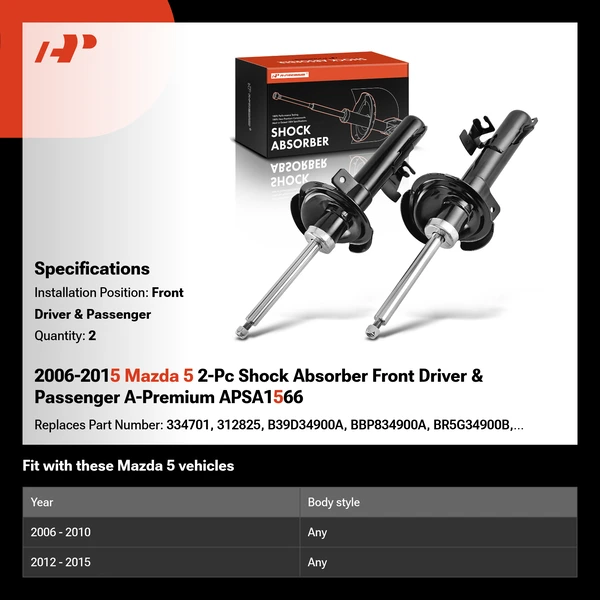 2006-2015 Mazda 5 2-Pc Shock Absorber Front Driver & Passenger A-Premium APSA1566