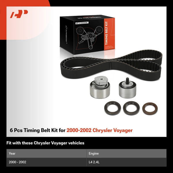 6 Pcs Timing Belt Kit for 2000-2002 Chrysler Voyager