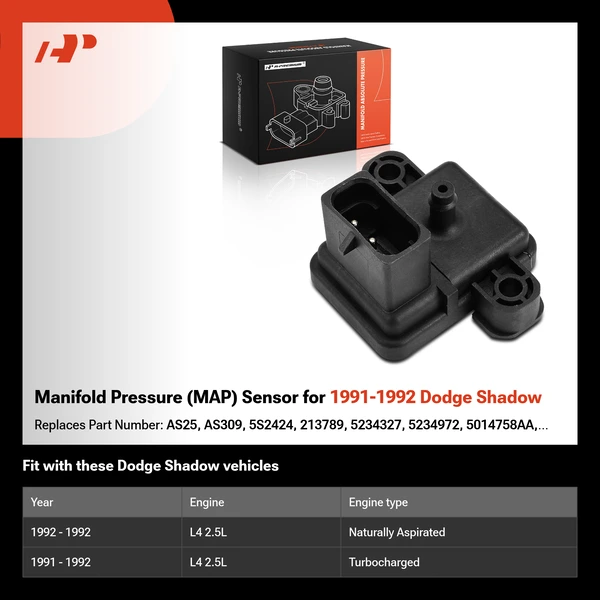 Manifold Pressure (MAP) Sensor for 1991-1992 Dodge Shadow