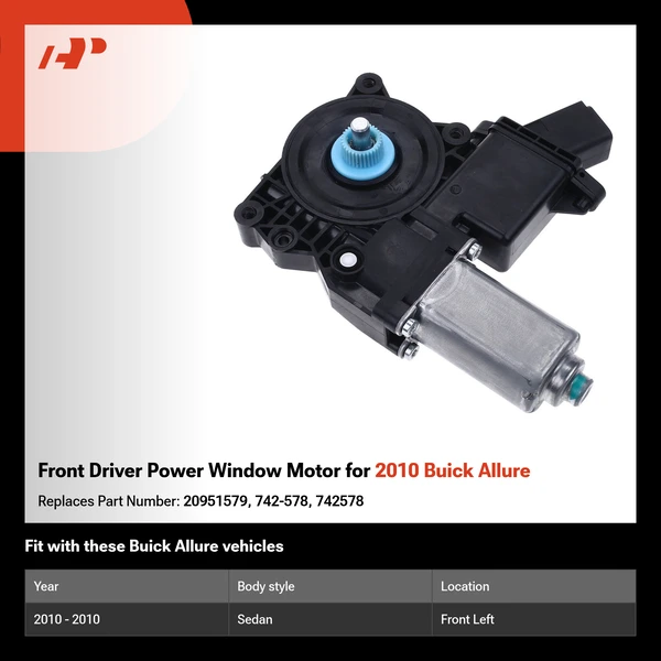 Front Driver Power Window Motor for 2010 Buick Allure