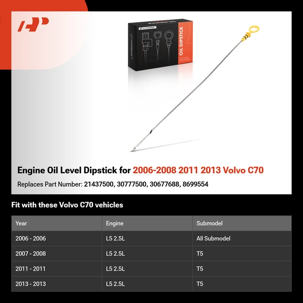Engine Oil Level Dipstick for 2006-2008 2011 2013 Volvo C70