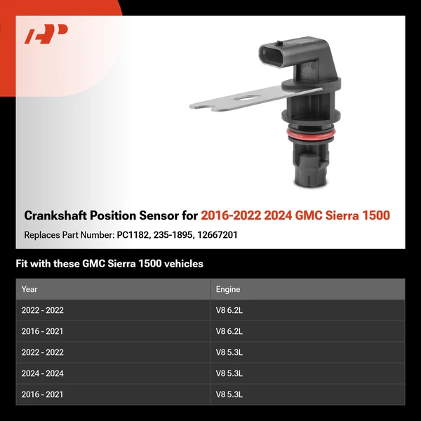 Crankshaft Position Sensor for 2016-2022 2024 GMC Sierra 1500