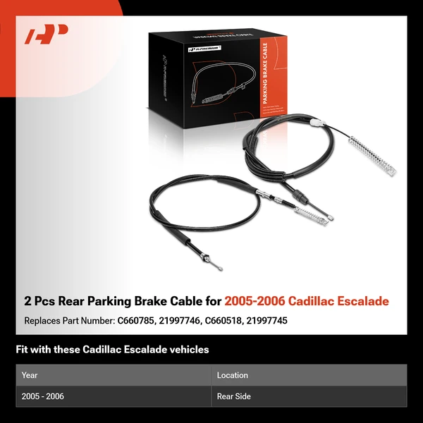 2 Pcs Rear Parking Brake Cable for 2005-2006 Cadillac Escalade