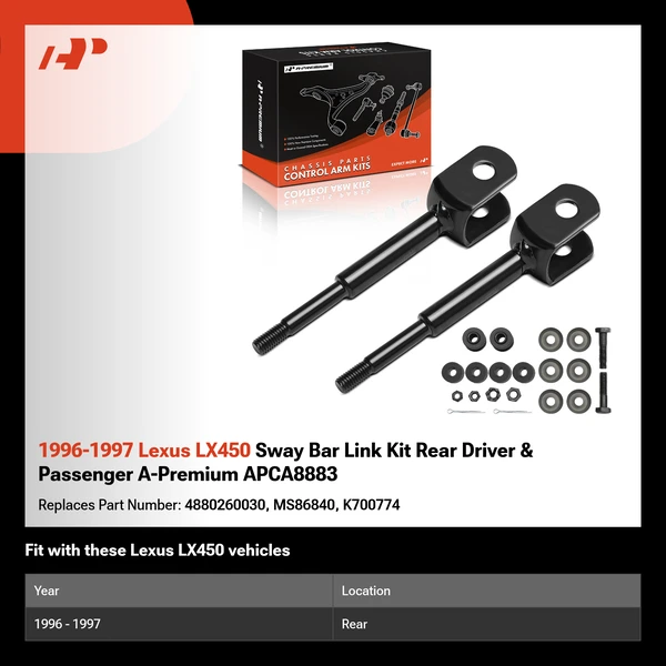 1996-1997 Lexus LX450 Sway Bar Link Kit Rear Driver & Passenger A-Premium APCA8883