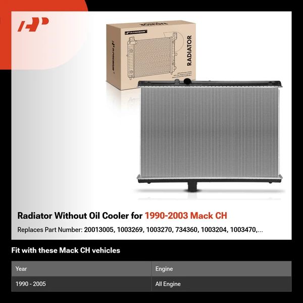 Radiator Without Oil Cooler for 1990-2003 Mack CH