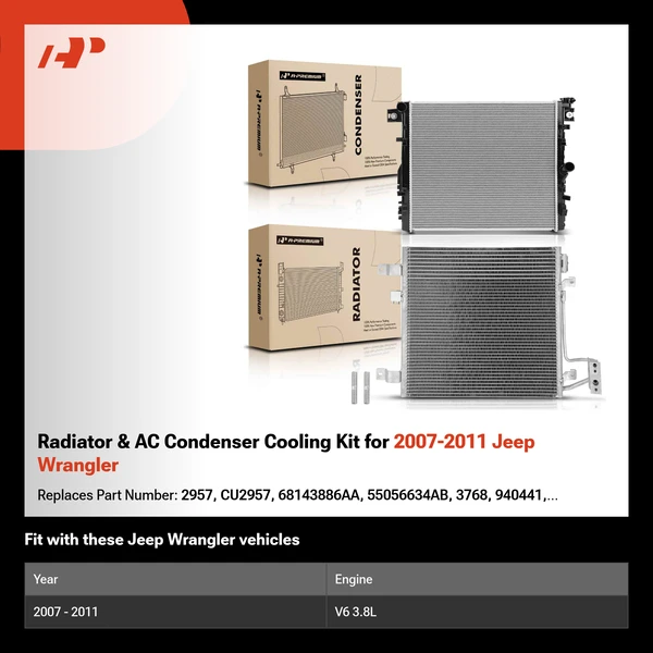 Radiator & AC Condenser Cooling Kit for 2007-2011 Jeep Wrangler