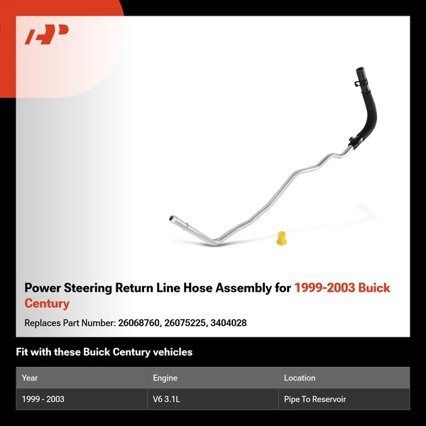 Power Steering Return Line Hose Assembly for 1999-2003 Buick Century