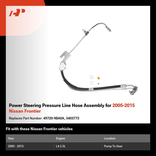 Power Steering Pressure Line Hose Assembly for 2005-2015 Nissan Frontier