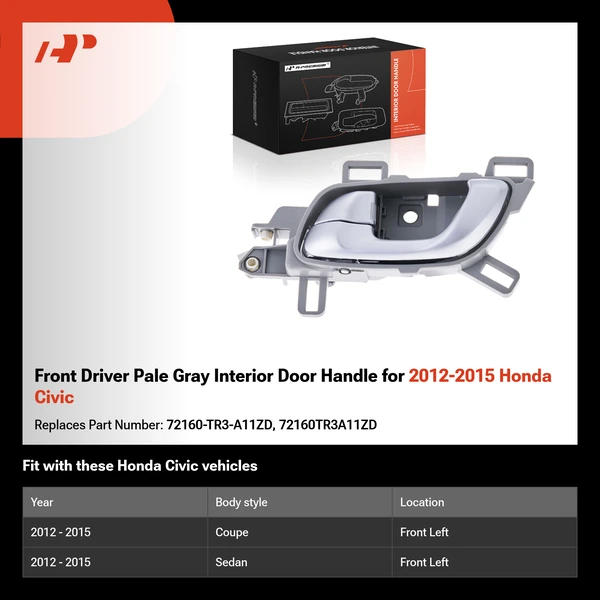 Front Driver Pale Gray Interior Door Handle for 2012-2015 Honda Civic