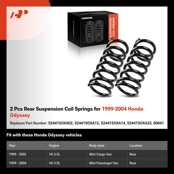 2 Pcs Rear Suspension Coil Springs for 1999-2004 Honda Odyssey