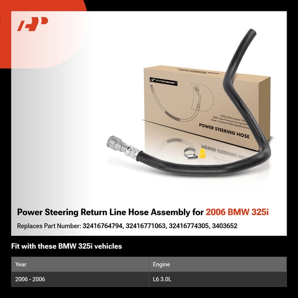Power Steering Return Line Hose Assembly for 2006 BMW 325i