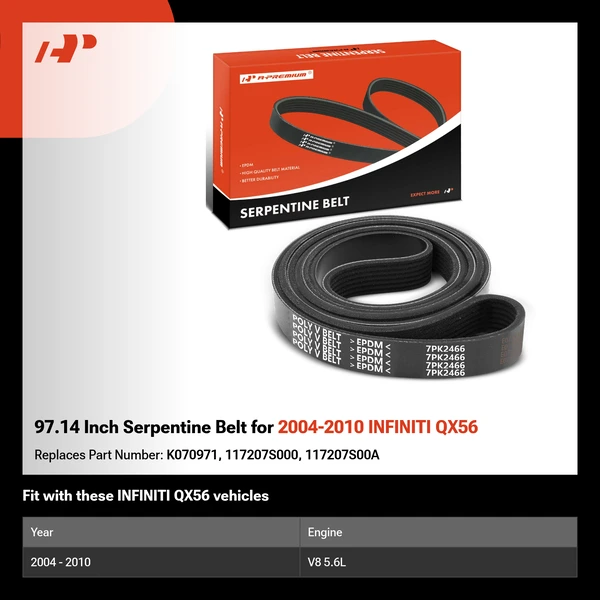 97.14 Inch Serpentine Belt for 2004-2010 INFINITI QX56