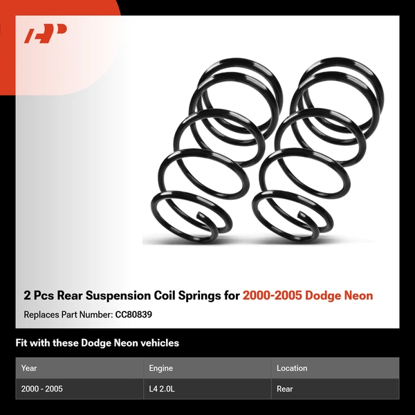 2 Pcs Rear Suspension Coil Springs for 2000-2005 Dodge Neon
