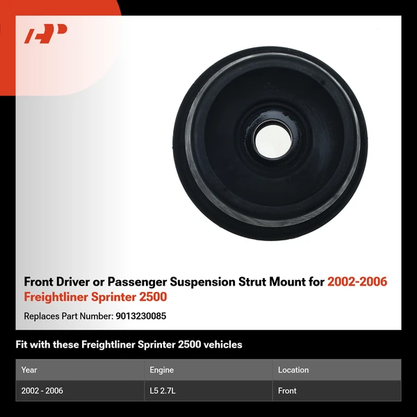 Front Driver or Passenger Suspension Strut Mount for 2002-2006 Freightliner Sprinter 2500