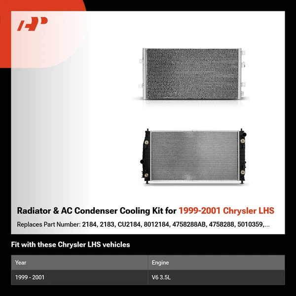 Radiator & AC Condenser Cooling Kit for 1999-2001 Chrysler LHS