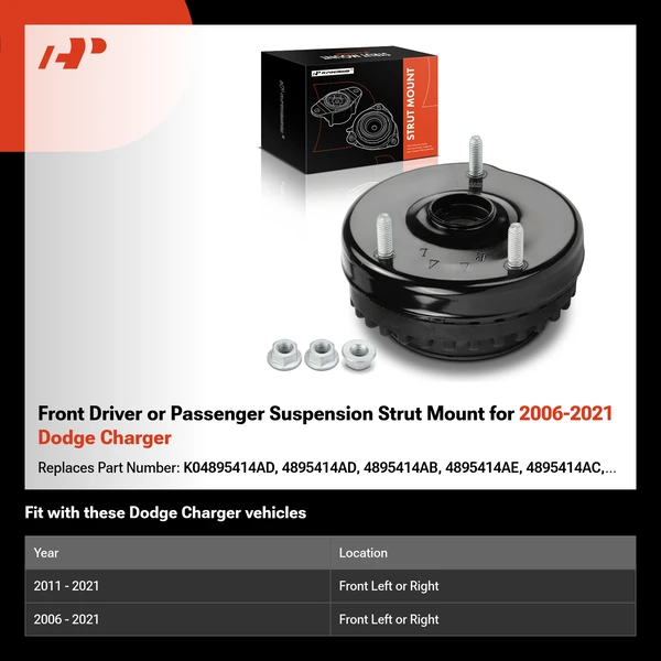 Front Driver or Passenger Suspension Strut Mount for 2006-2021 Dodge Charger