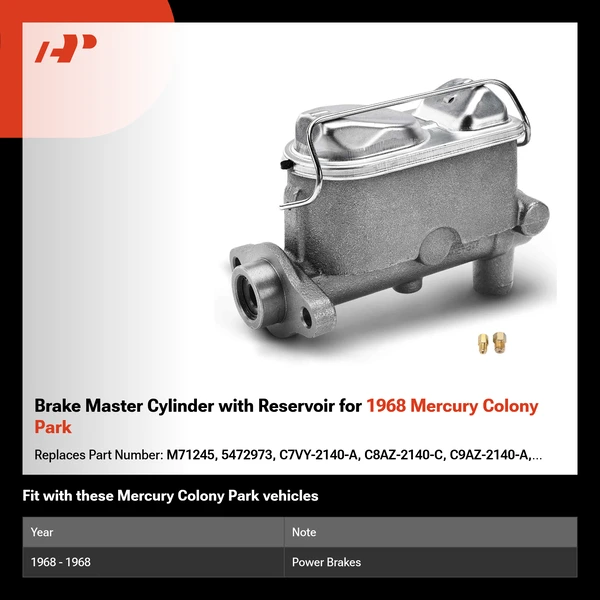 Brake Master Cylinder with Reservoir for 1968 Mercury Colony Park