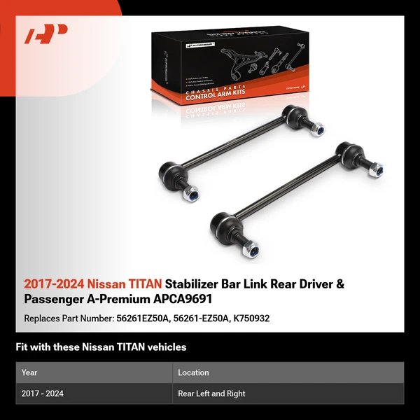 2017-2024 Nissan TITAN Stabilizer Bar Link Rear Driver & Passenger A-Premium APCA9691