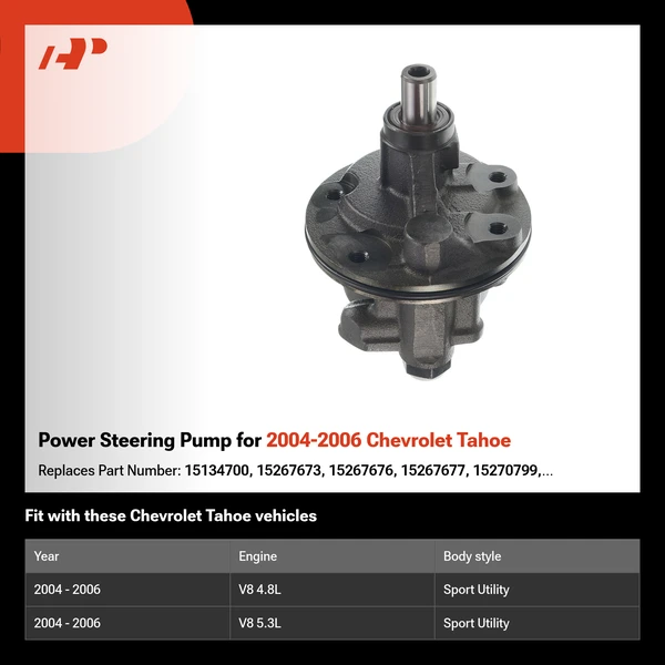 Power Steering Pump for 2004-2006 Chevrolet Tahoe