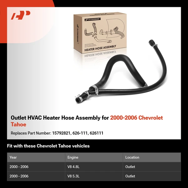 Outlet HVAC Heater Hose Assembly for 2000-2006 Chevrolet Tahoe