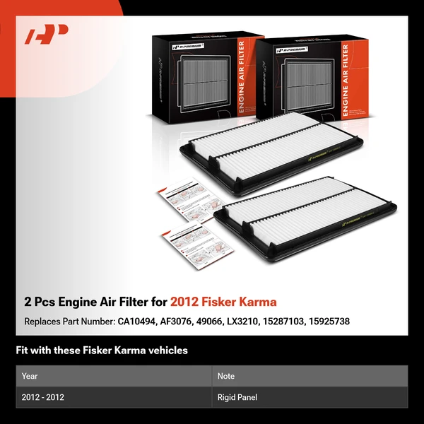 2 Pcs Engine Air Filter for 2012 Fisker Karma