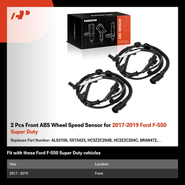 2 Pcs Front ABS Wheel Speed Sensor for 2017-2019 Ford F-550 Super Duty