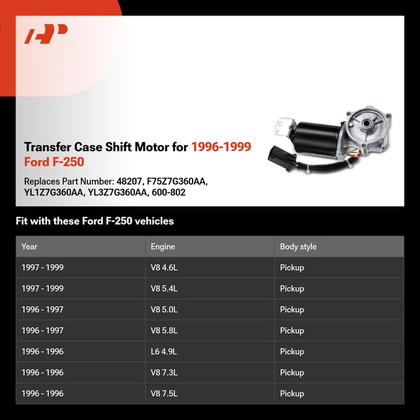 Transfer Case Shift Motor for 1996-1999 Ford F-250