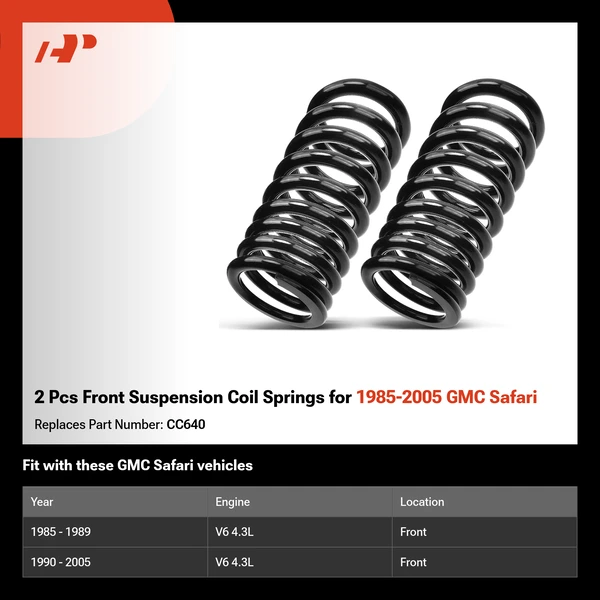 2 Pcs Front Suspension Coil Springs for 1985-2005 GMC Safari