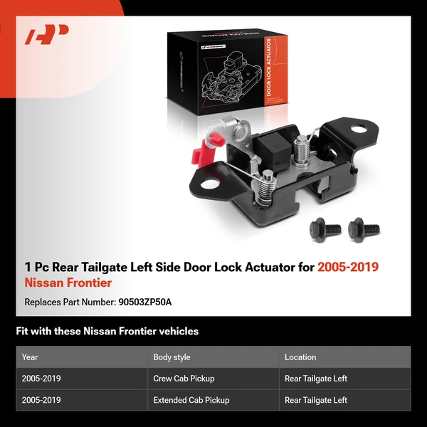 1 Pc Rear Tailgate Left Side Door Lock Actuator for 2005-2019 Nissan Frontier