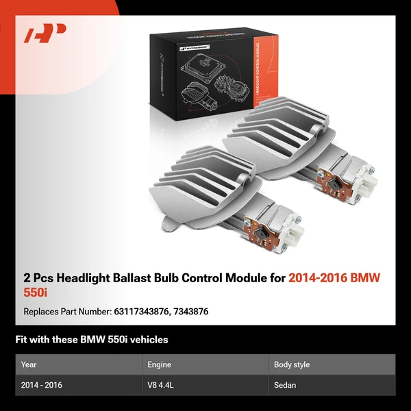2 Pcs Headlight Ballast Bulb Control Module for 2014-2016 BMW 550i