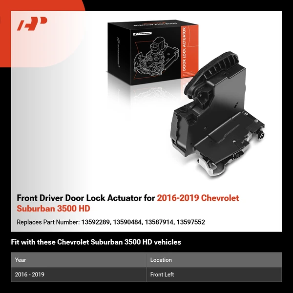 Front Driver Door Lock Actuator for 2016-2019 Chevrolet Suburban 3500 HD