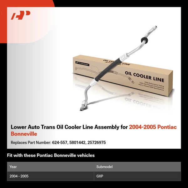 Lower Auto Trans Oil Cooler Line Assembly for 2004-2005 Pontiac Bonneville