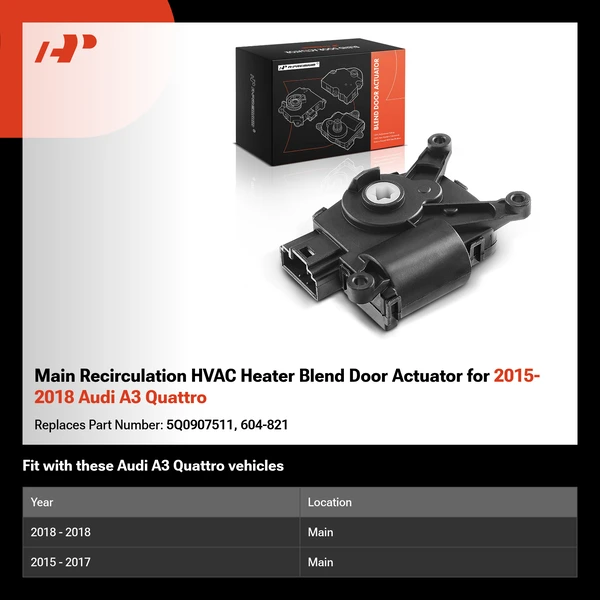 Main Recirculation HVAC Heater Blend Door Actuator for 2015-2018 Audi A3 Quattro