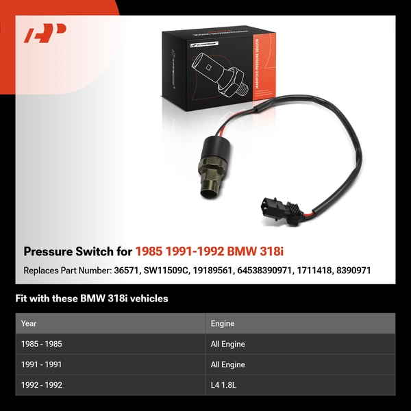 Pressure Switch for 1985 1991-1992 BMW 318i