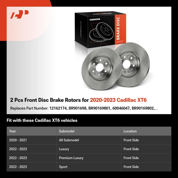 2 Pcs Front Disc Brake Rotors for 2020-2023 Cadillac XT6