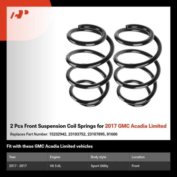 2 Pcs Front Suspension Coil Springs for 2017 GMC Acadia Limited