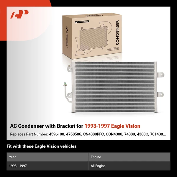 AC Condenser with Bracket for 1993-1997 Eagle Vision